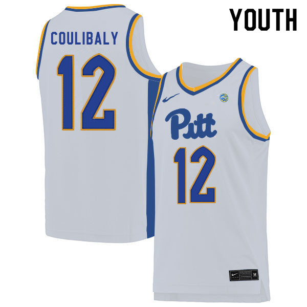 Youth #12 Abdoul Karim Coulibaly Pitt Panthers College Basketball Jerseys Sale-White